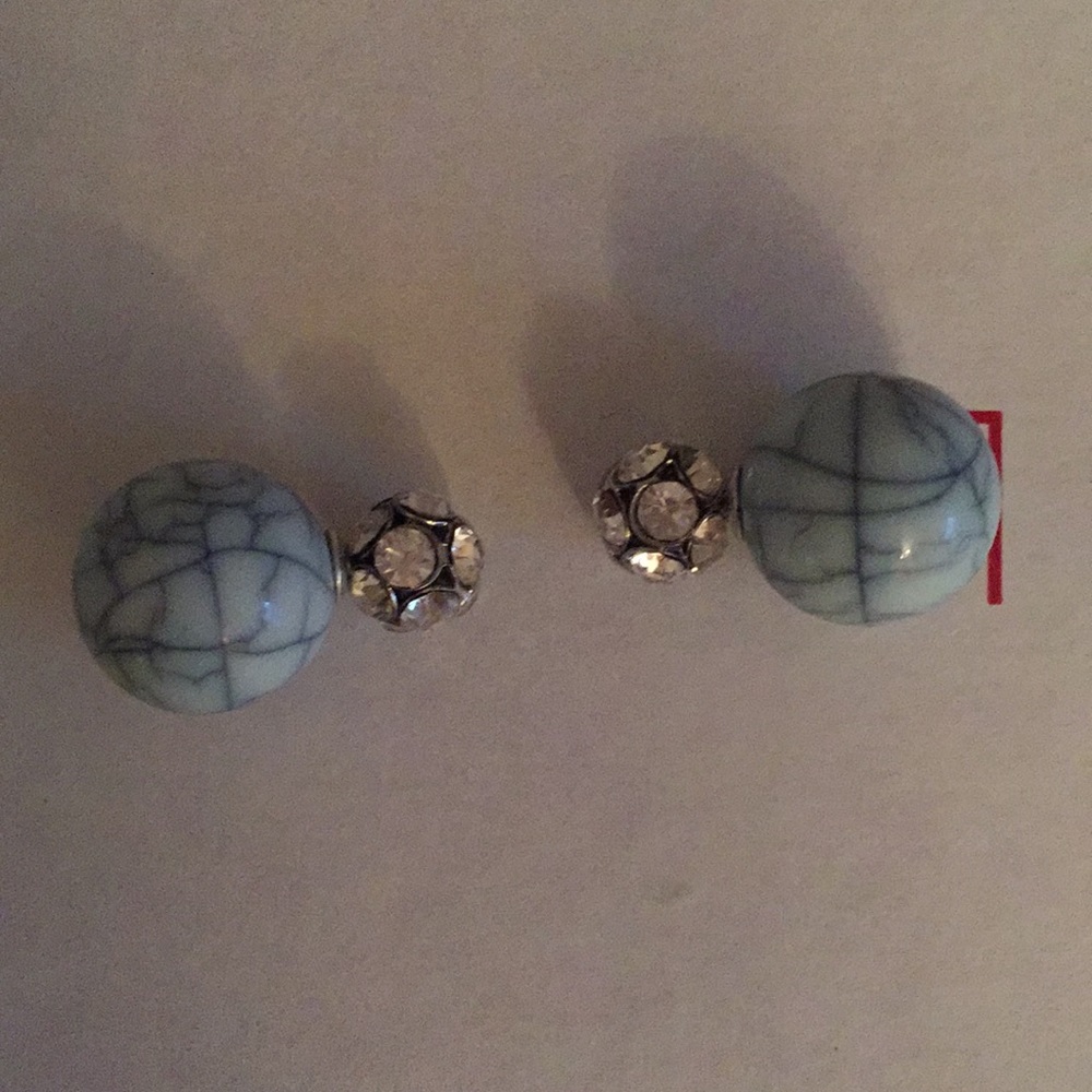 Turquoise and rhinestone double sided earrings
